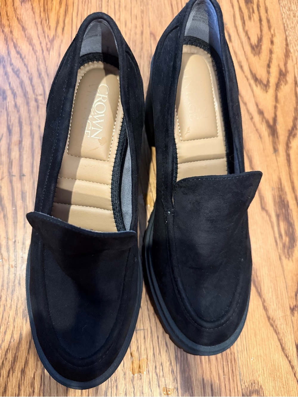 Crown Vintage Black Suede Men's Slip-On Loafers